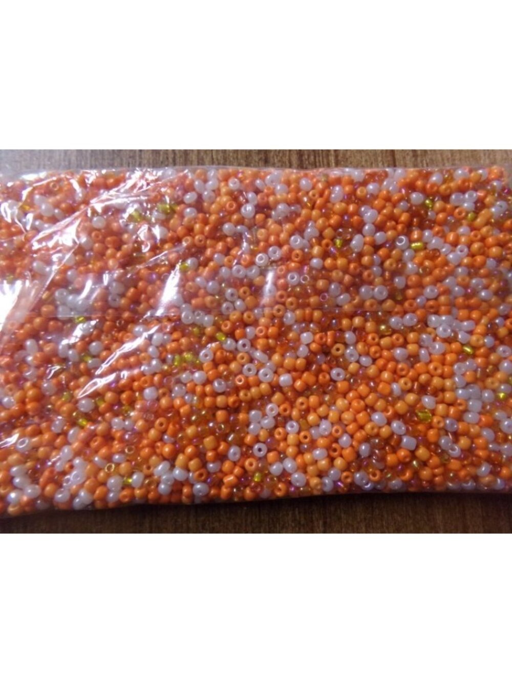 Mixed Orange/White Glass Seed Beads
